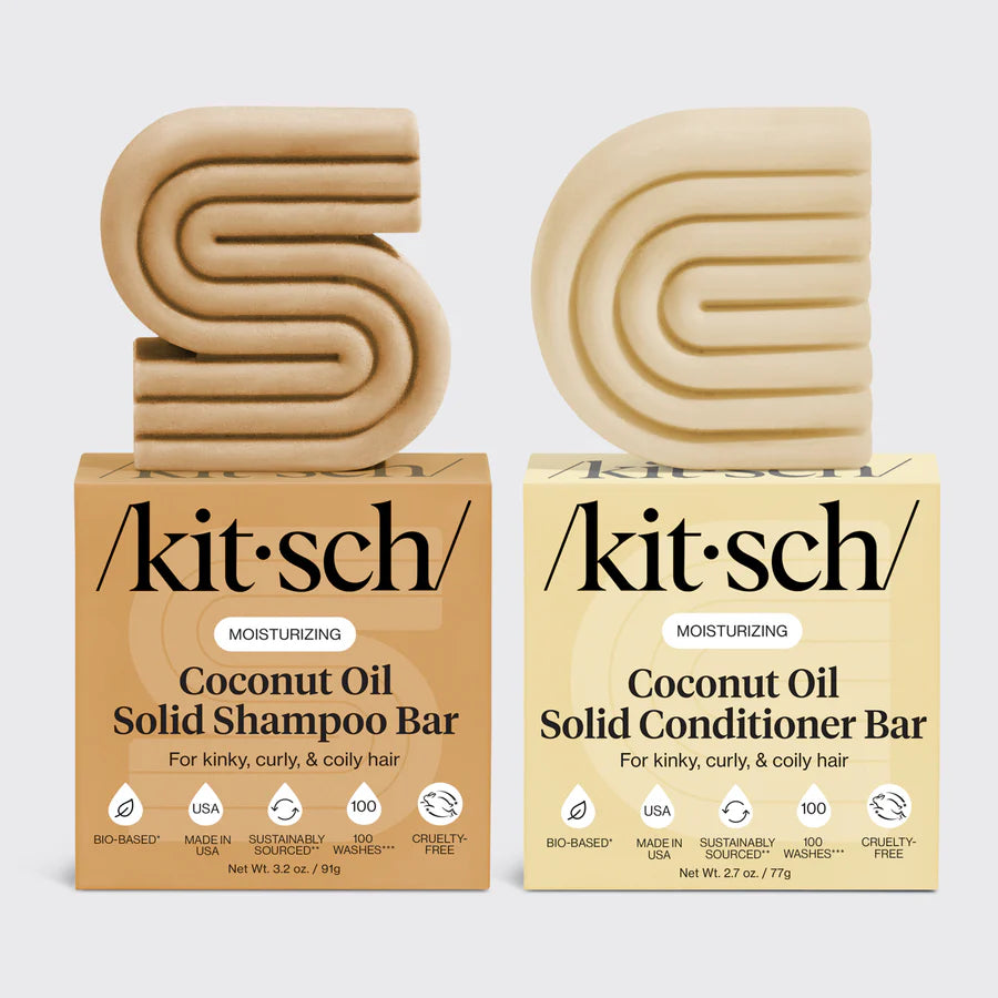 Kitsch coconut oil shampoo and conditioner bar combo for hydrating hair care, solid bars for soft and shiny hair