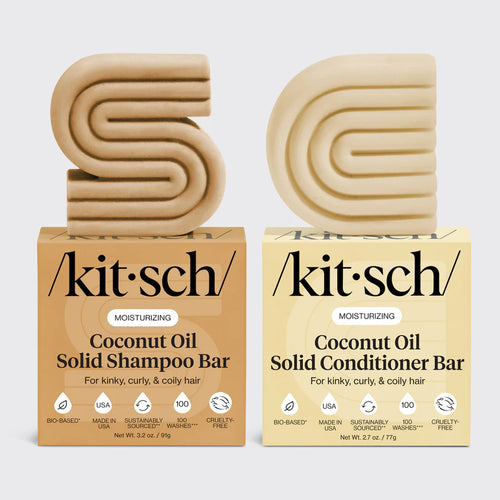 Kitsch coconut oil shampoo and conditioner bar combo for hydrating hair care, solid bars for soft and shiny hair