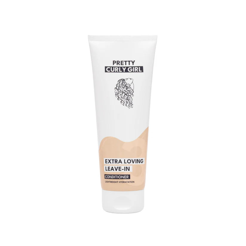 Pretty Curly Girl leave-in conditioner for hydrating, softening, and defining curly hair.