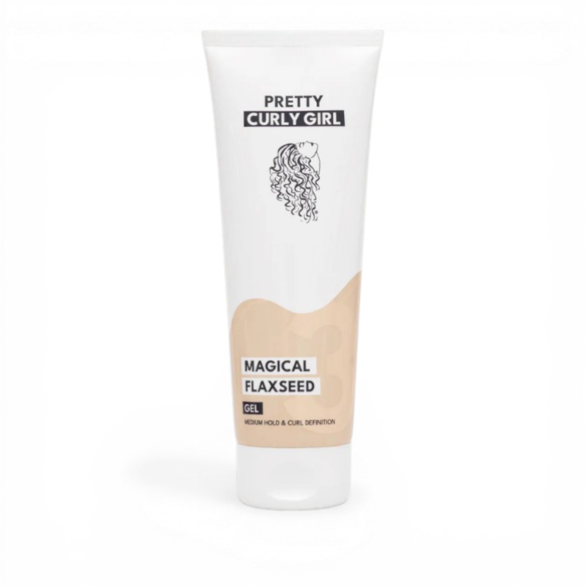 Pretty Curly Girl magical flaxseed gel for defining curls, reducing frizz, and providing flexible hold.