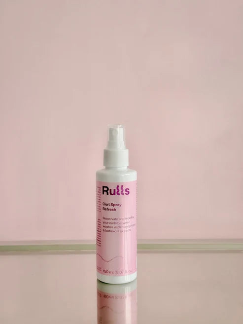Rulls Curl Refresh Spray for reviving curls, reducing frizz, and restoring natural curl definition.
